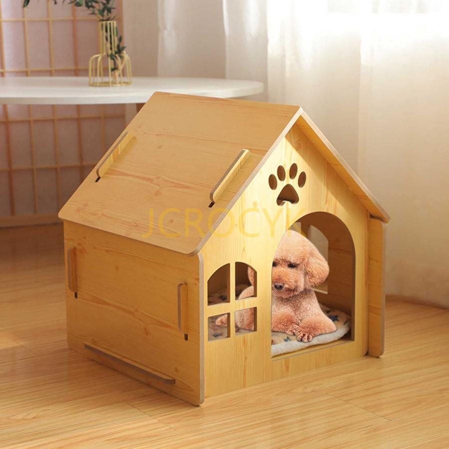 犬ハウス 木目調 犬小屋 屋外のペットの家 組立式 中小型犬用 ペット