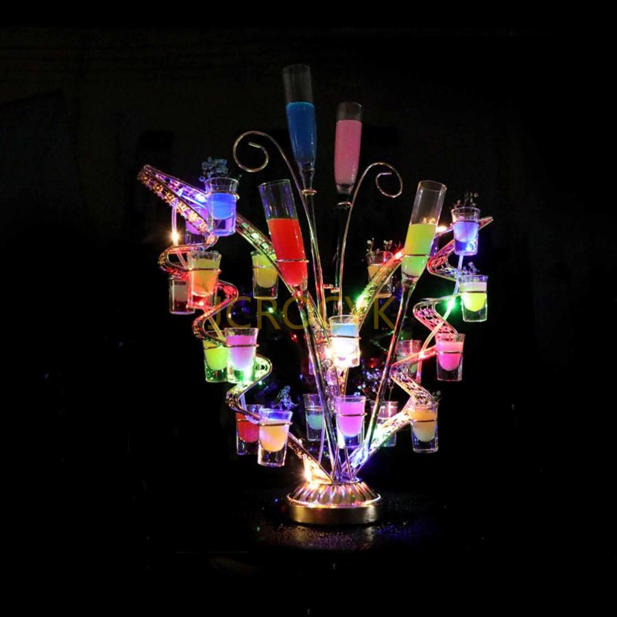 LED  回転　観覧車　アルコールラック　ディスプレイ　充電式 LED酒ボトルの表示棚 充電式 テキーラ観覧車カラフルな回転