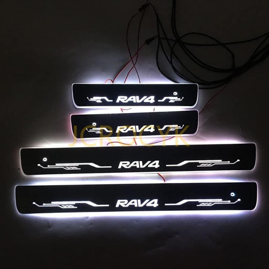 トヨタ RAV4 50系 LED スカッフプレート 流れる 白 シーケンシャル RAV4 スカッフプレート 50系 40系 30系 ステップガーニッシュ LED