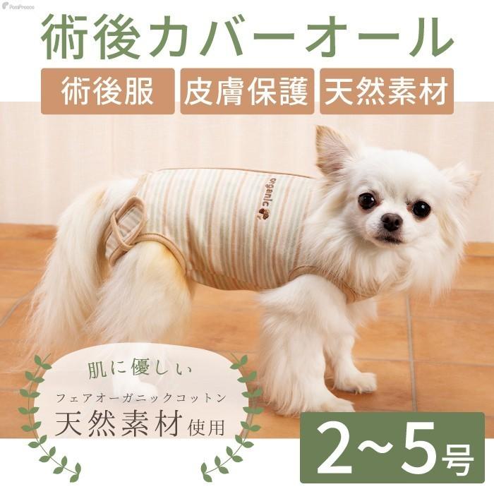 エリザベスカラー が苦手な子に オーガニック 術後ケア 傷口保護 犬用 術後服 術後カバーオール オーガニックボーダ2〜5号 ポンポリース 5874 | PomPreece