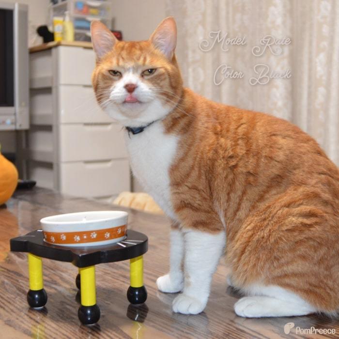 PomPreece 猫 猫用品 可愛い 食器台 木製 フードボウル 食器スタンド