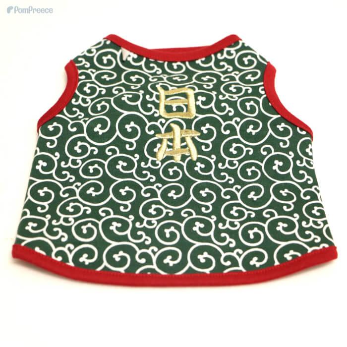 PomPreece 猫 ネコ Tシャツ 猫服 和柄 胸側かぶせ 晴れ着