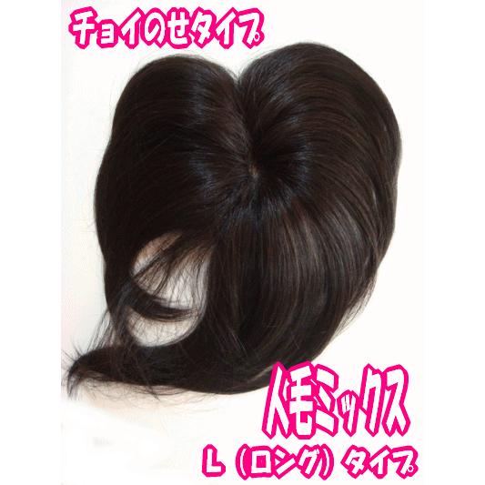 ヘアーピース/カバーピース　白髪隠し最適/人毛ウィッグ/混毛(人毛30%×耐熱ファイバー70%/総手植え地肌付き/ワイド幅広タイプ/広範囲ロングタイプ