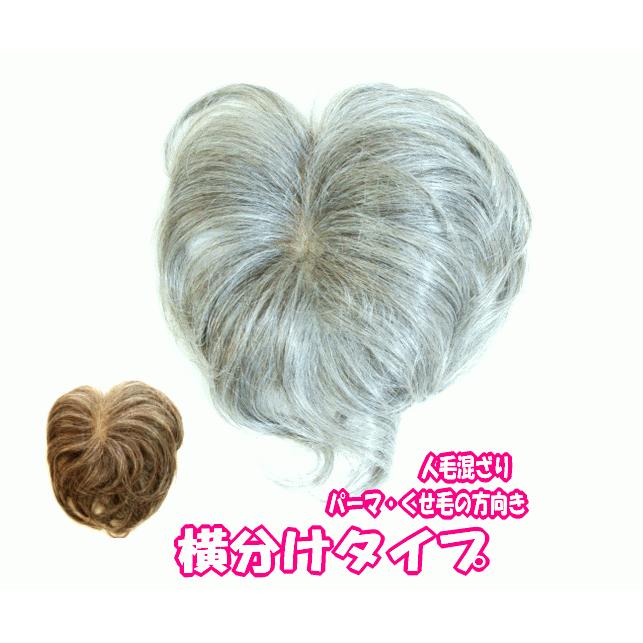ヘアーピース/カバーピース 人毛ウィッグ/mix混毛/白髪多め ヘアーピース/カバーピース 人毛ウィッグ/mix混毛/白髪多め