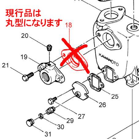 川本製作所 自吸渦巻ポンプ GSO3-405-C0.4/CE0.75用 弁体付パッキン(18)【31602310】 | 川本ポンプ