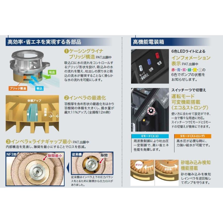 NF3-250S 家庭用浅井戸ポンプ インバーター 250W 単相100V 川本 NF3-250S 家庭用浅井戸ポンプ インバーター 250W 単相100V 川本