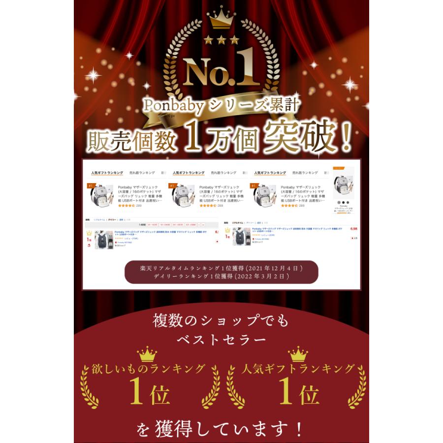 リュック バッグ マザーズバッグ マザーズリュック ギフト 産後 授乳 マタニティ ponbaby ポンベビー 出産祝い 大容量 軽量 撥水 ベーシック ママバッグ | Ponbaby | 08