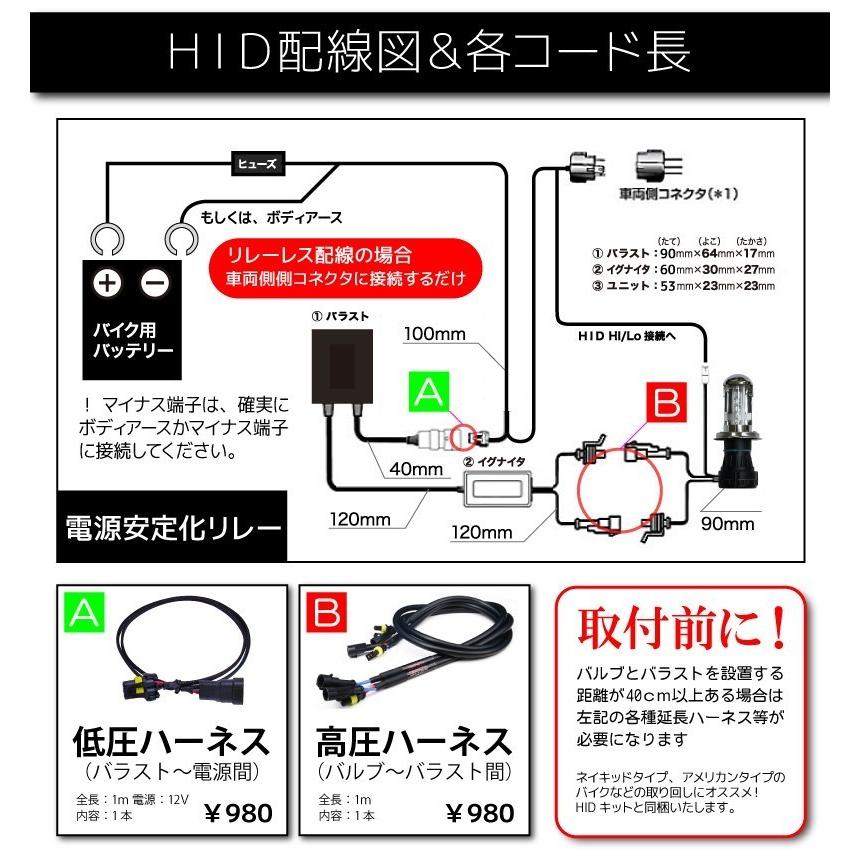 HIDキット ヘッドライト バイク専用 35W H4R 2灯 Hi/Loスライド
