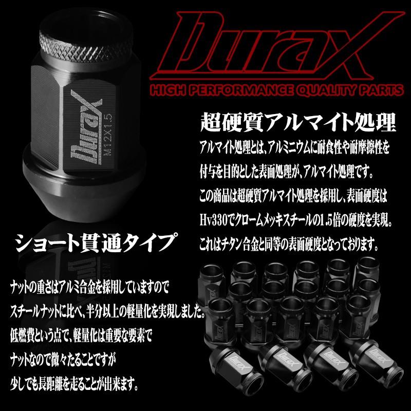 ホイールナット レーシングナット ショート貫通 P1.5 20個セット DURAX 黒 ブラック 40mm M12 BBP150BSK｜pond｜04