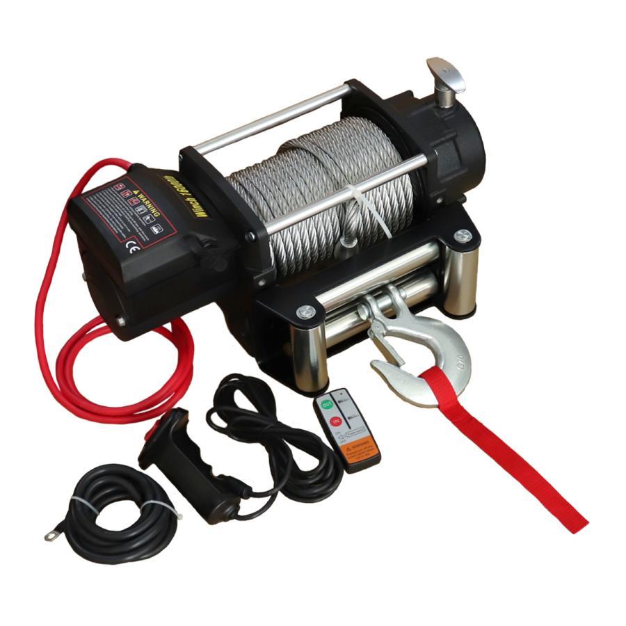 電動ウインチ 車両用 12v 16000LBS 7257kg 電動ホイスト DC12V 有線