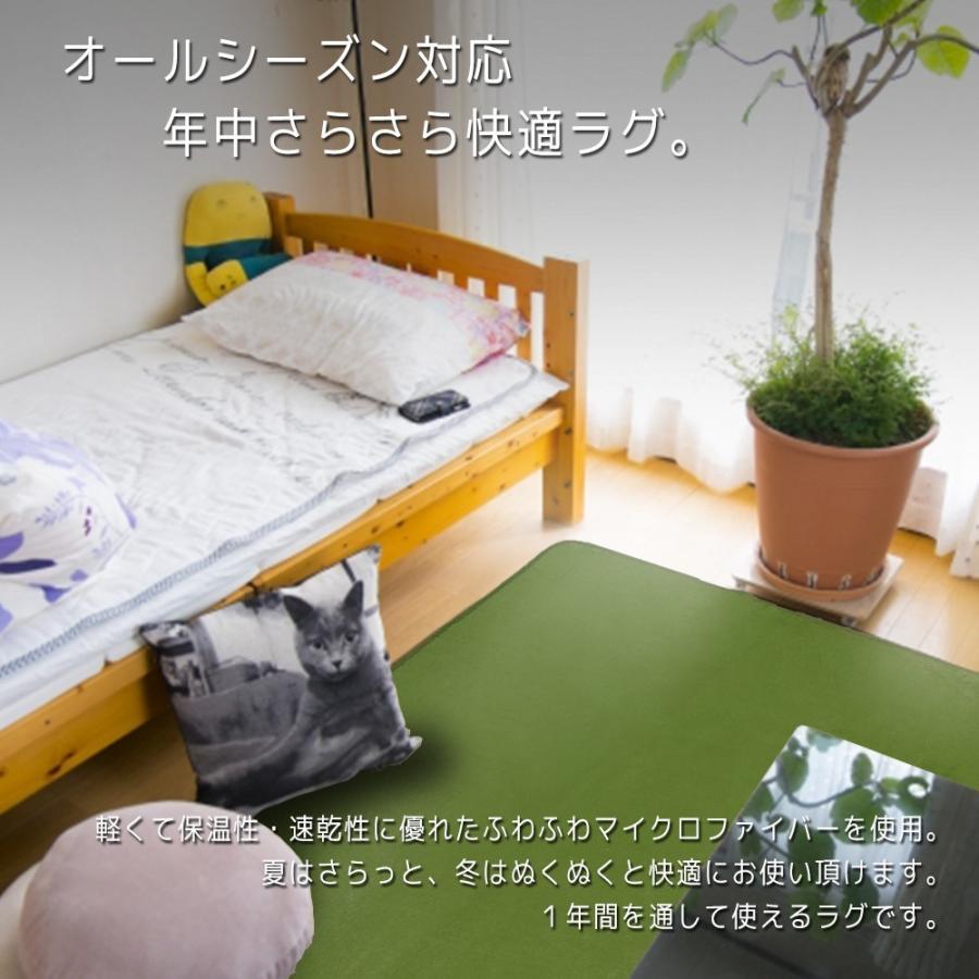 ラグ ラグマット モスグリーン 緑 グリーン オールシーズン 洗える 
