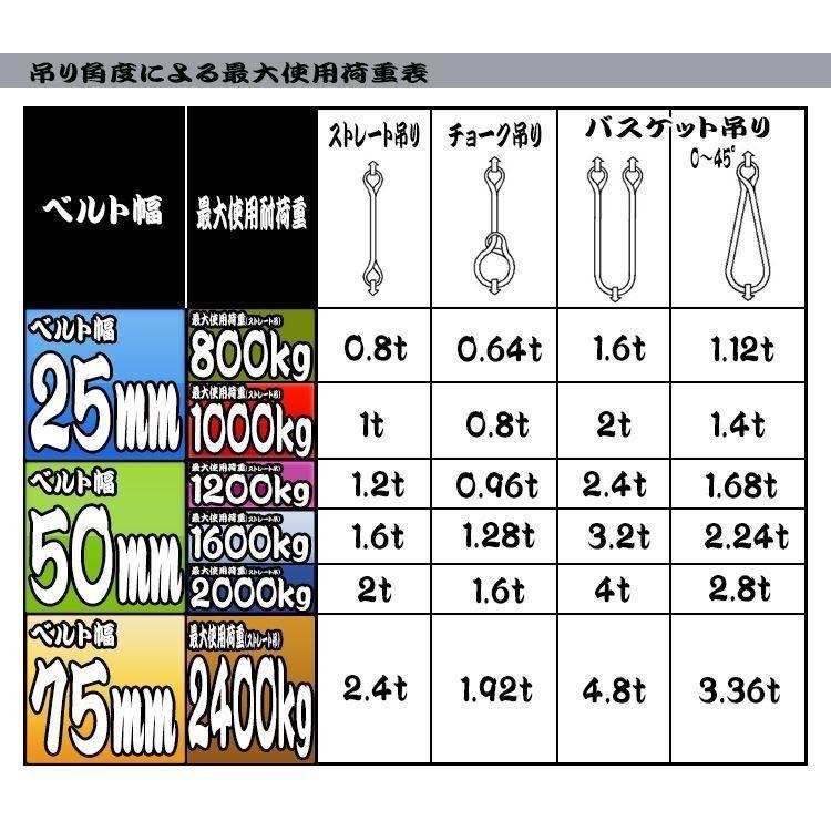ナイロンスリングベルト 3m 幅25mm 使用荷重800kg 0.8t 吊り 荷締