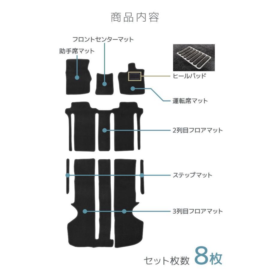フロアマット 20系 アルファード ヴェルファイア  ANH20W GGH20W ANH25W GGH25W 8点セット トヨタ 黒 7人乗り MAT006 お掃除簡単 汚れ防止 | アルファード | 09