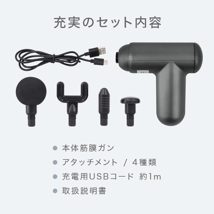 筋膜ガン 小型 軽量 静音 6段階調節 アタッチメント4種類 充電式