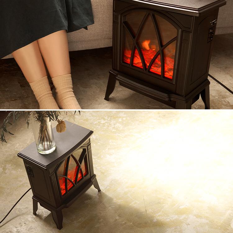 暖炉型 セラミックヒーター ファンヒーター 速暖 省エネ 足元 温度調節