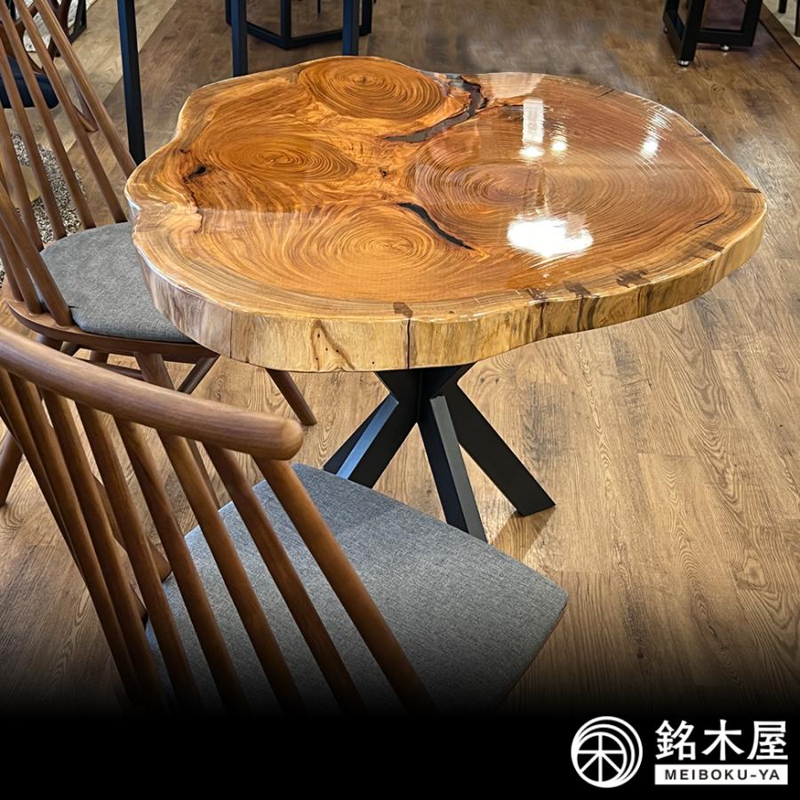 ダイニングテーブル 欅 一枚板 レジンテーブル 円形 銘木屋 幅 ダイニングテーブル 欅 一枚板 レジンテーブル 円形 銘木屋 幅