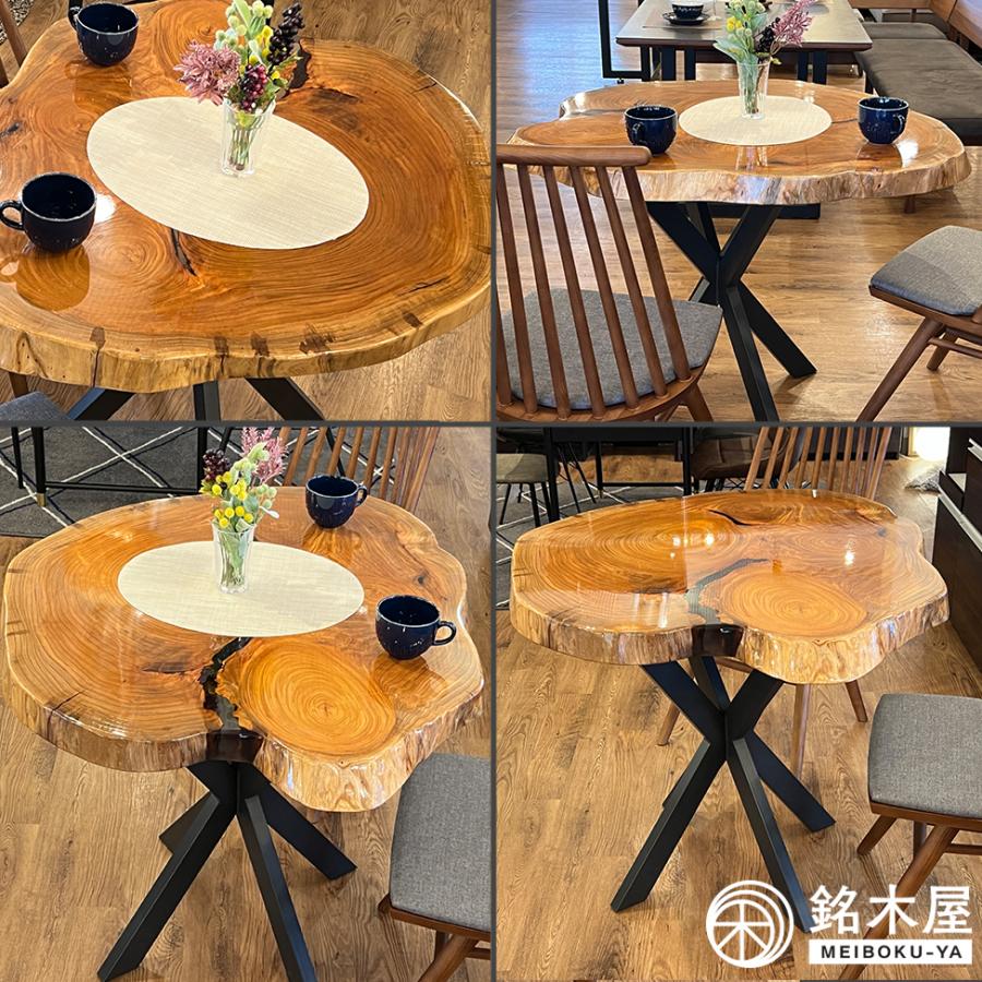 ダイニングテーブル 欅 一枚板 レジンテーブル 円形 銘木屋 幅 ダイニングテーブル 欅 一枚板 レジンテーブル 円形 銘木屋 幅