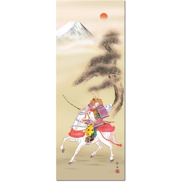 〔 節句掛軸 祝い掛軸 〕こどもの日 端午の節句 掛け軸 長江 桂舟 子どもの日 尺五 掛軸 「吉祥武者」[Ponowish]の画像
