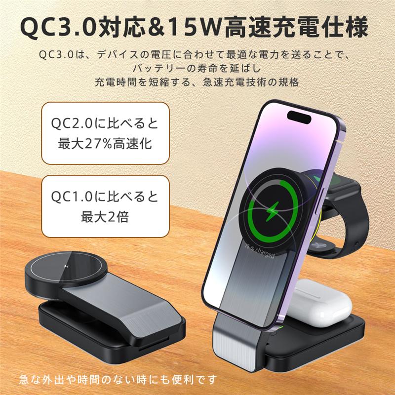 ワイヤレス充電器 ワイヤレス充電スタンド iPhone Android 無線充電 Qi