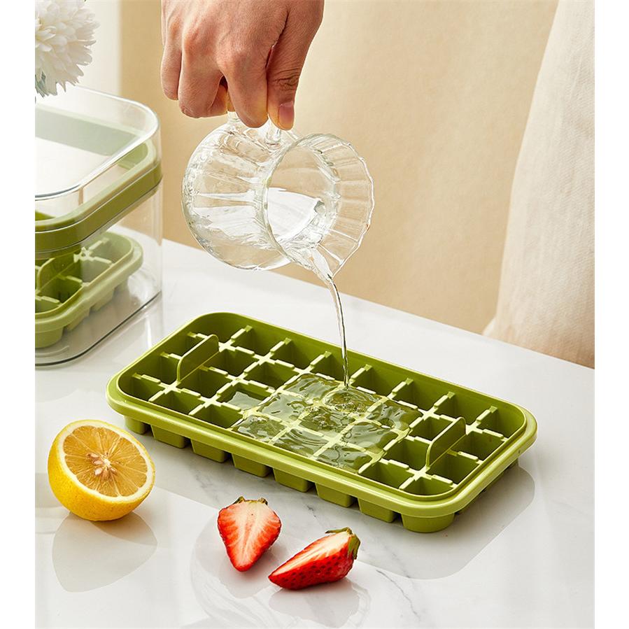 製氷皿 製氷機 氷トレー2層 蓋付 氷ボックス付き アイススコップ付き