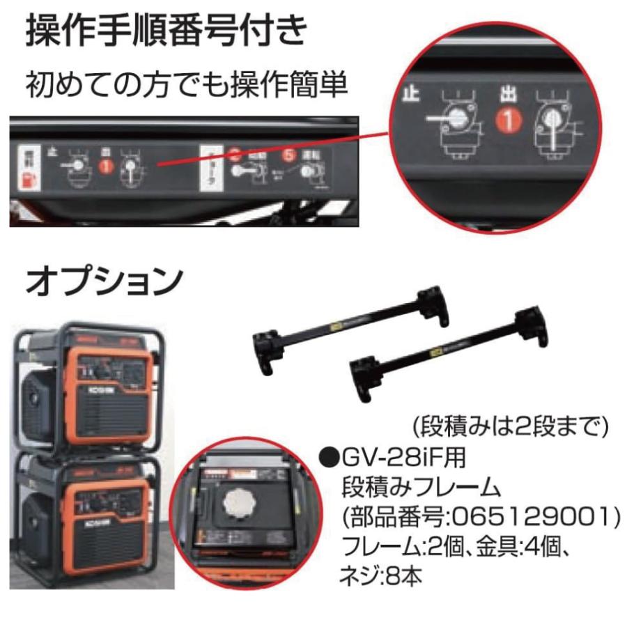GV-28iF オープン インバーター 発電機 正弦波 (定格出力2.8kVA