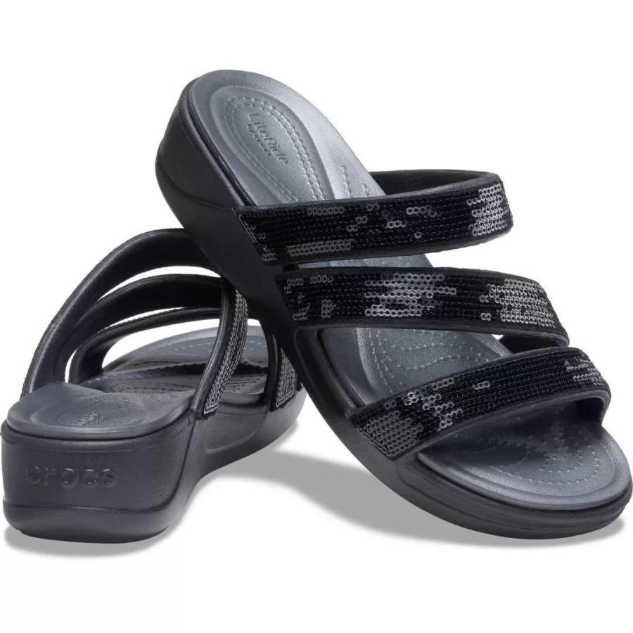 クロックス レディース サンダル ボカ ウェッジ サンダル 厚底 Crocs Boca Wedge Sandal Black ブラック