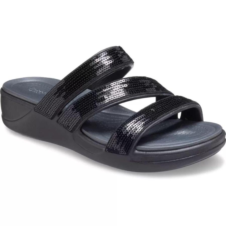 クロックス レディース サンダル ボカ ウェッジ サンダル 厚底 Crocs Boca Wedge Sandal Black ブラック