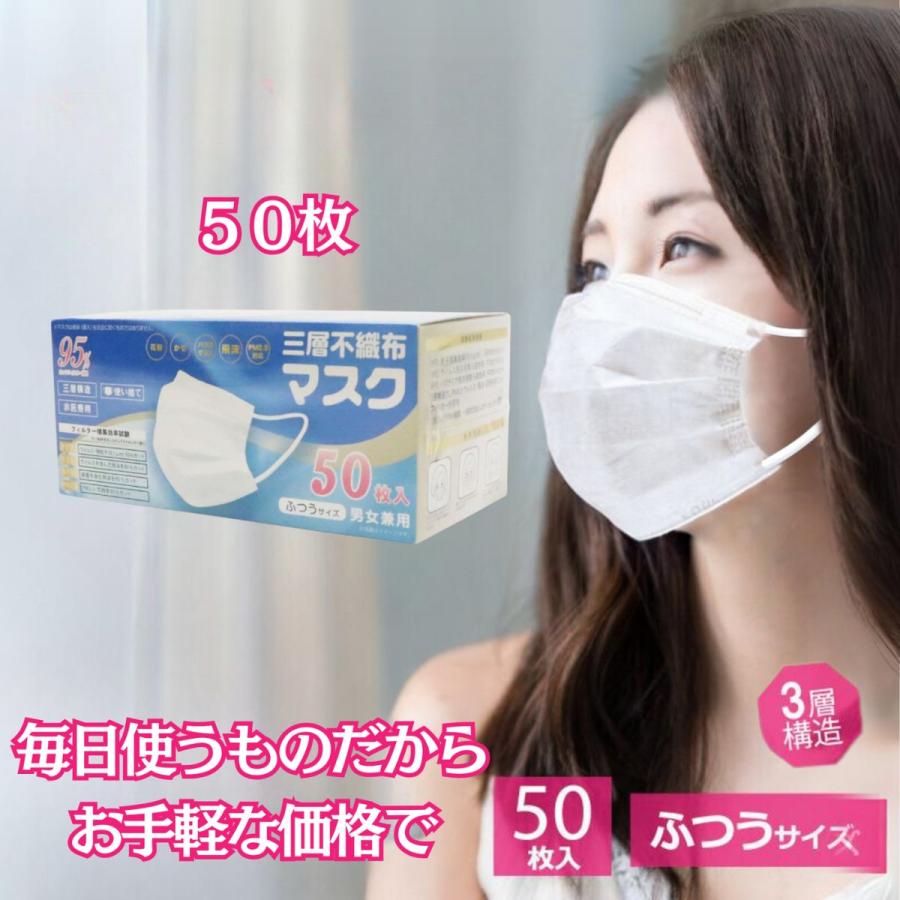 マスク 不織布 50枚 プリーツ 夏用 小さめ 大きめ ヒロコーポ