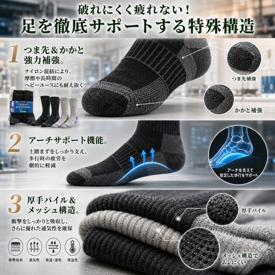 コストコ（Costco） メリノウール 靴下 ソックス 4足 おすすめ 夏 冬