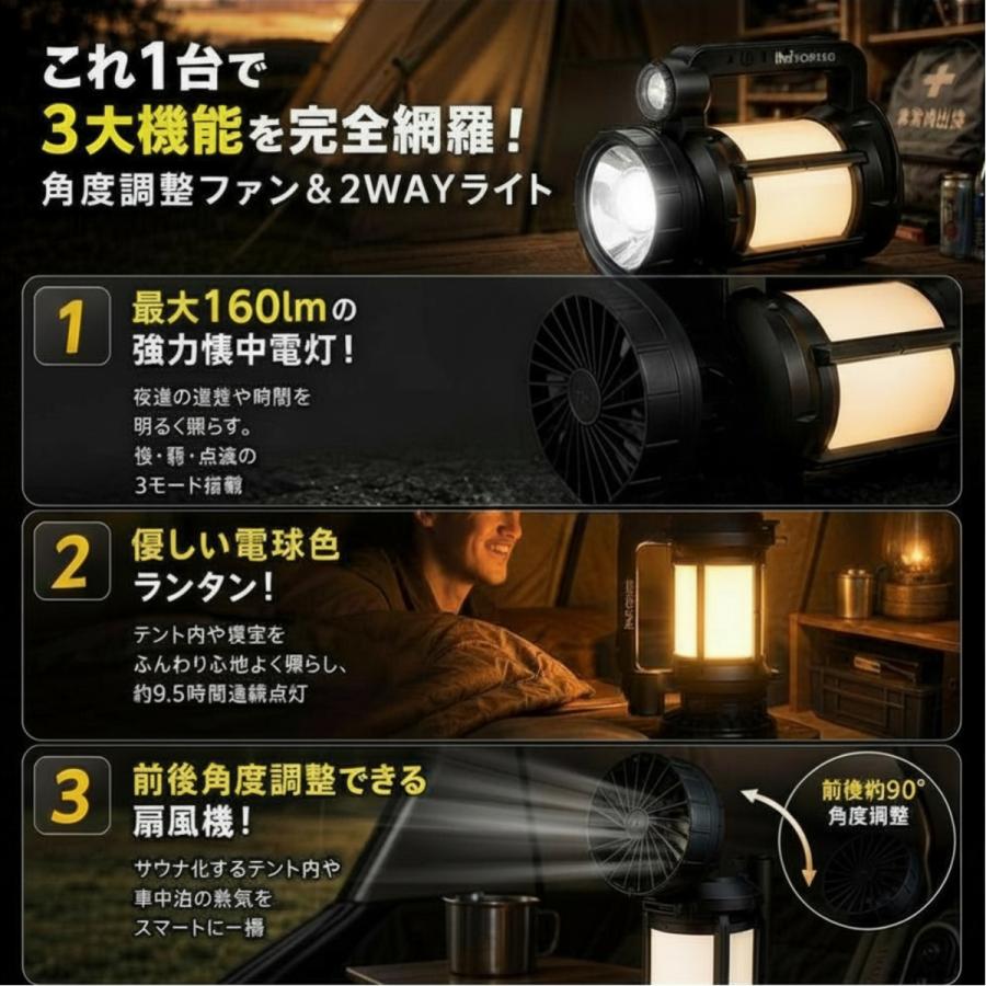 ヒロ・コーポレーション ランタン led ソーラー 充電式 充電式 扇風機