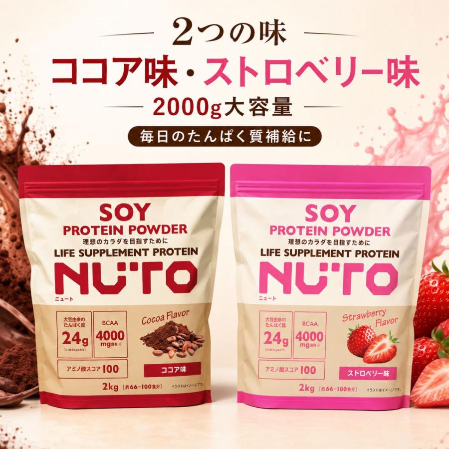 オリジナルプロテイン ココア ストロベリー 1kg×2袋 コストコ（Costco） NUTO ソイプロテイン 2000g 選べる ストロベリー味