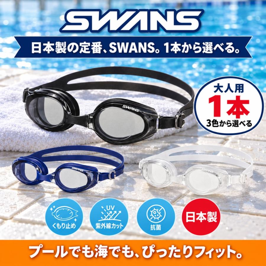 SWANS ゴーグル 曇り止め用ファン付き　メガネ対応 SWANS（スワンズ） ゴーグル 大人用 水中メガネ 1本 スイミング曇り