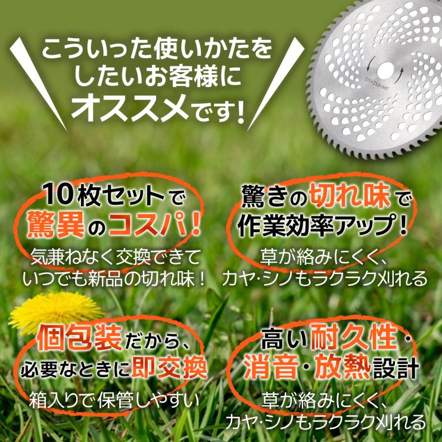 チップソー 替刃 刃 草刈機 255mm 10枚セット 40枚刃 草刈り機の刃 刈