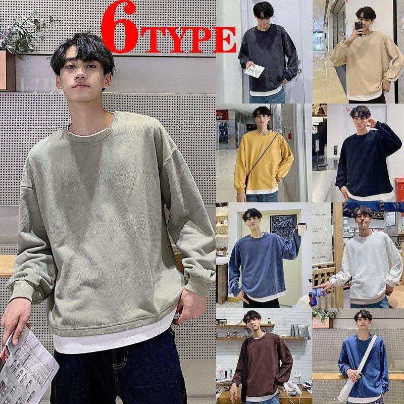 春秋の新品薄い長袖の服の男性の韓国版の秋の潮流のカップルのゆったりした体のこの服の上で服を着ます 大注目