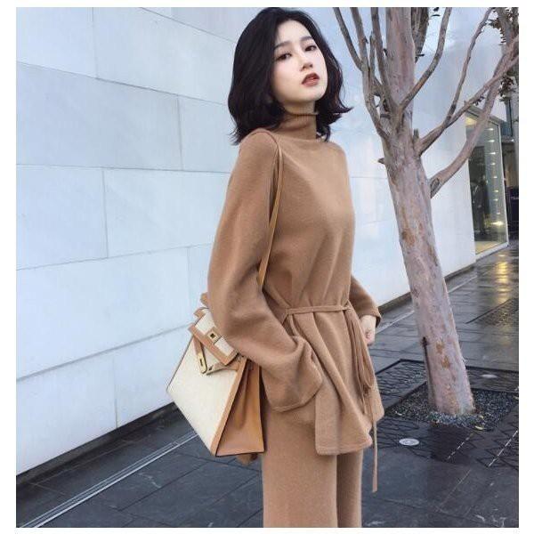 大切な ゆったり 大きいサイズ ニット 無地 ガウチョパンツ パンツスーツ セットアップ レディース ツーピース 新作 4色 おしゃれ 女子 セットアップ Option 1 キャメル Www We Job Com