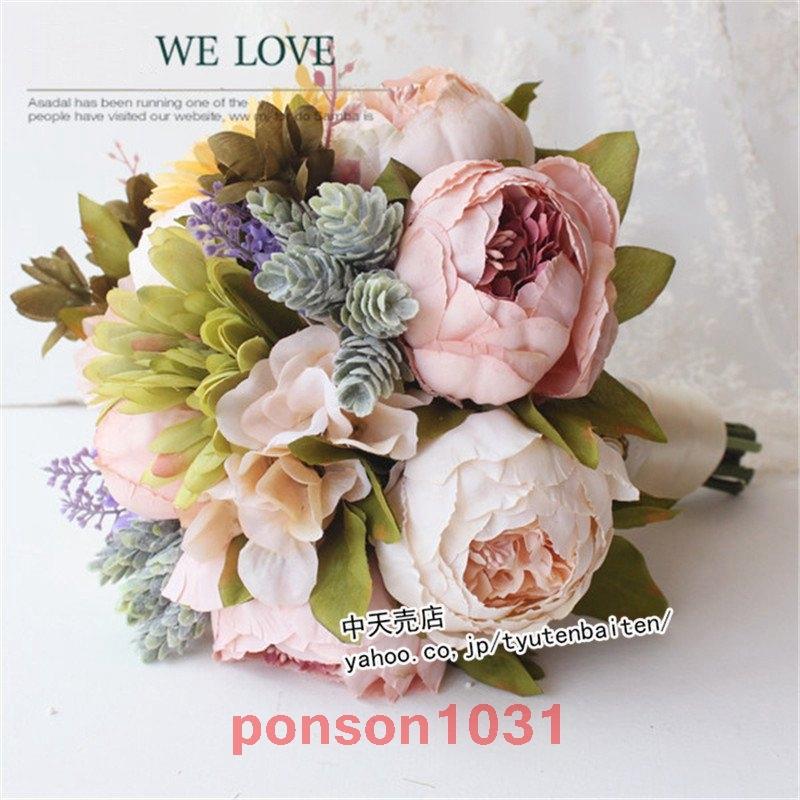 花ウエディングブーケ結婚式花嫁プレゼントブライダルブーケブーケ花束写真撮りお誕生日大人気ウェディング用歓迎会造花手作り披露宴お祝い 最大55 Offクーポン