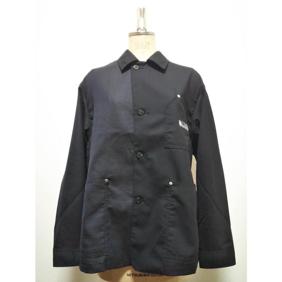 SALE60%OFF 定価￥41,800　JieDa　SUMMER WOOL 2TONE JACKET(BLACK) ジエダ　アシンメトリー　チェック　ブルゾン　シャツ　ブラック　｜poompoom