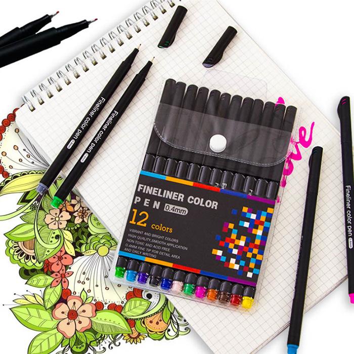 送料無料 カラーペン ミリペン 12色 セット 水性 水性カラーペン 細書き ペン 細字 耐水 速乾 絵描き イラストペン 1000円ポッキリ 0 テーマで文具 Yahoo 店 通販 Yahoo ショッピング