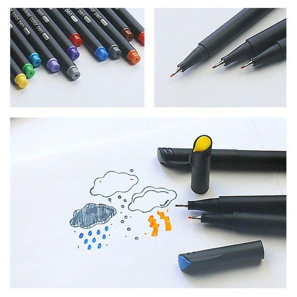 カラーペン ミリペン 12色 セット 水性 水性カラーペン 細書き ペン 細字 耐水 速乾 絵描き イラストペン 1000円ポッキリ 破格値下げ