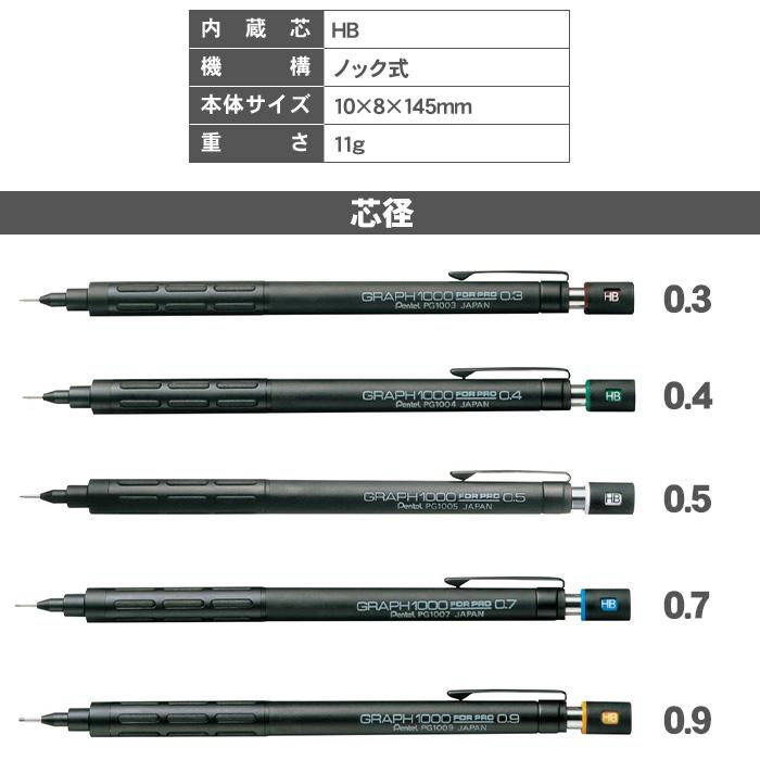 ぺんてる（Pentel） グラフ1000 フォープロ 0.3 0.4 0.5 0.7 0.9