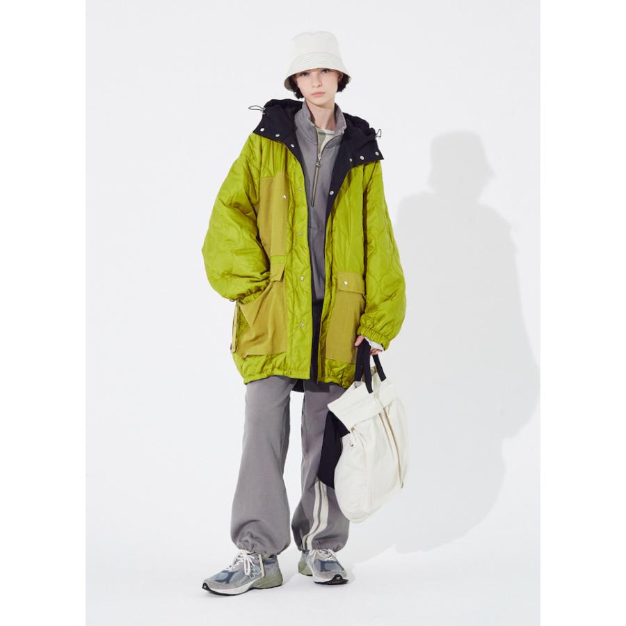 ANEI(アーネイ) / ABY PARKA REV QUILT (FADE BLACK × LIME) : Proof 