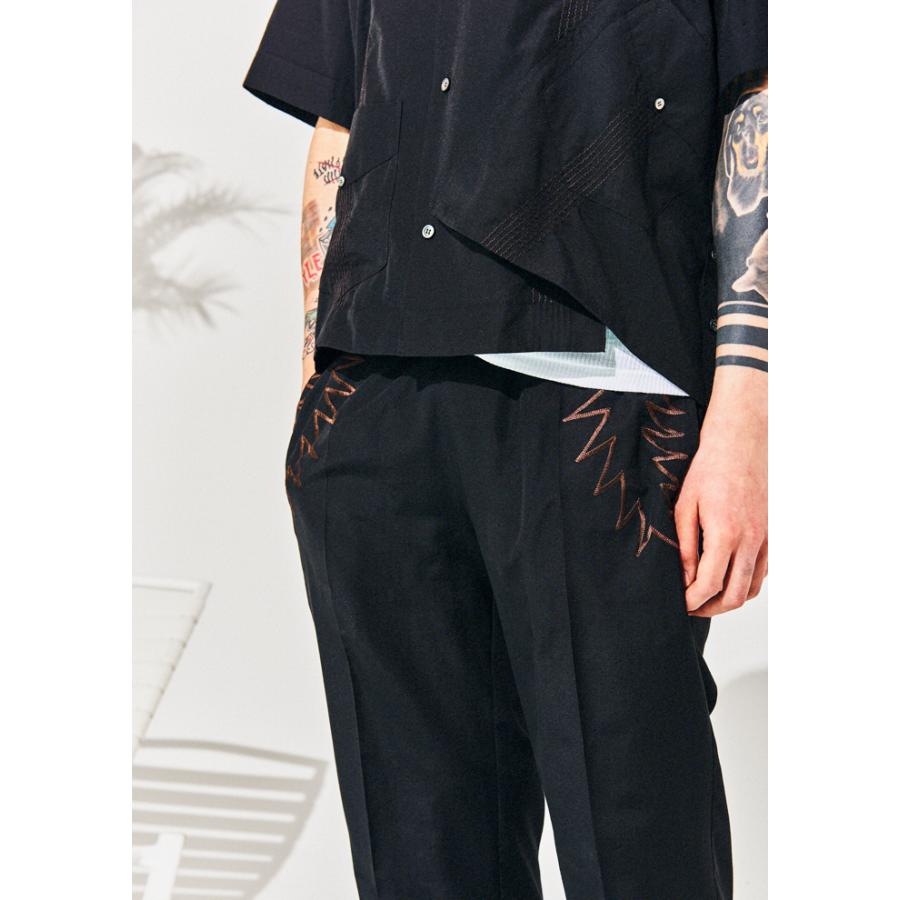 elephant TRIBAL fabrics / Out of alignment Cuban shirt (BLACK