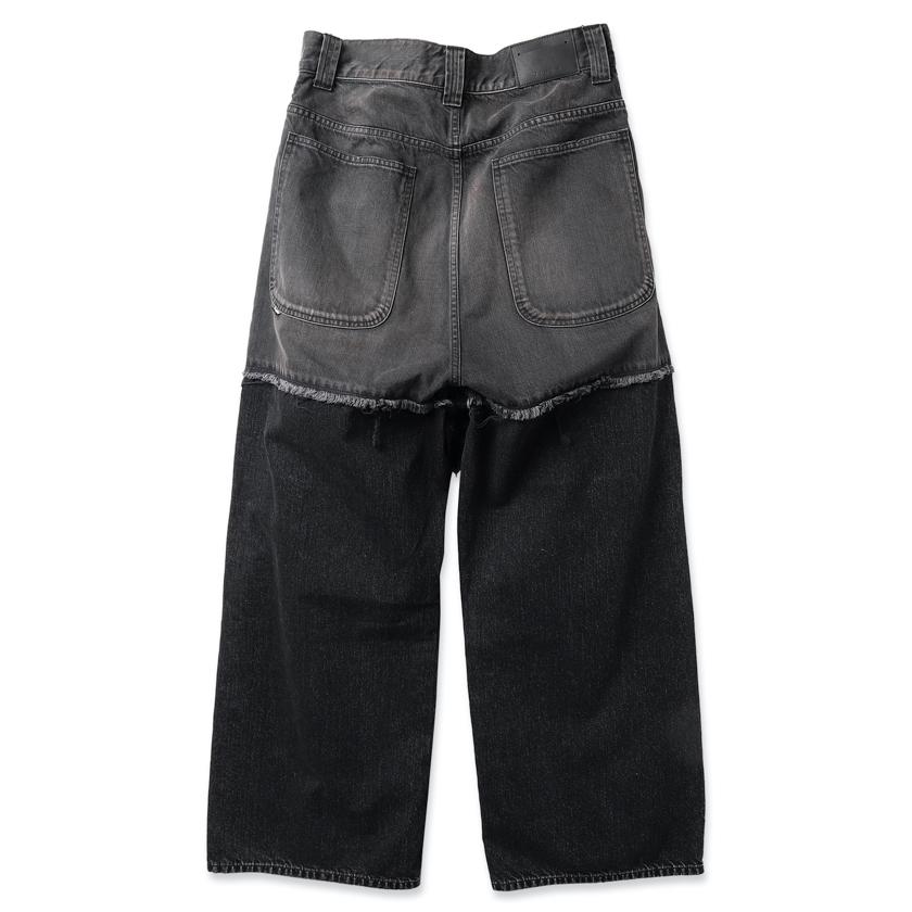 JIEDA（ジエダ） JieDa(ジエダ) / 2TONE BAGGY DENIM PANTS (BLACK 