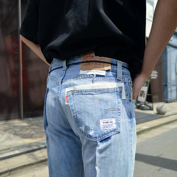【新品】  elephant TRIBAL fabrics / エレファントトライバルファブリックス | OUT OF ALIGNMENT 501 Levi's / ダメージ・USED染め加工 リメイク デニムパンツ | 31 | vintage blue | メンズ elephant TRIBAL fabrics（エレファントトライバルファブリックス