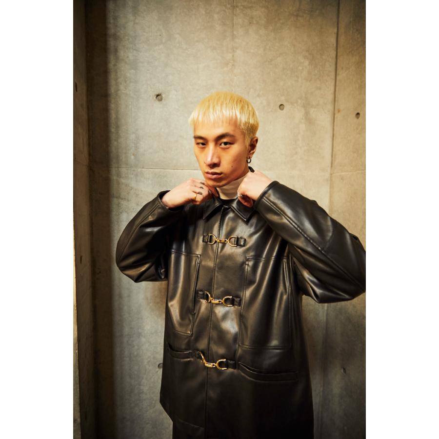 taupe ヴィーガンレザーホースビットジャケット（BLK) TAUPE（トープ） ヴィーガンレザーホースビットジャケット (BLACK