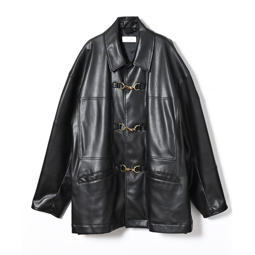 TAUPE（トープ） ヴィーガンレザーホースビットジャケット (BLACK