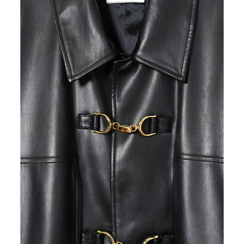 TAUPE（トープ） ヴィーガンレザーホースビットジャケット (BLACK