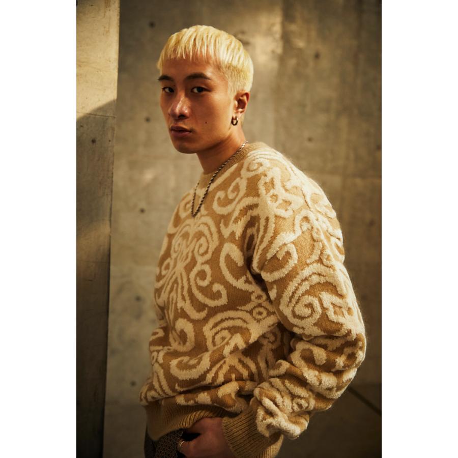 TAUPE / ニット・セーター(厚手)/3/ポリエステル/総柄/TPM22307003/バロックモチーフモヘアニット TAUPE TAUPE(トープ) / バロックモチーフモヘアニット (BEIGE) : Proof