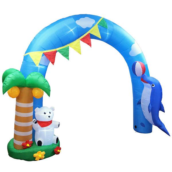 エアブロー シロクマ＆ドルフィンアーチ（高さ：H295cm）　370×295×115cm　ナイロン