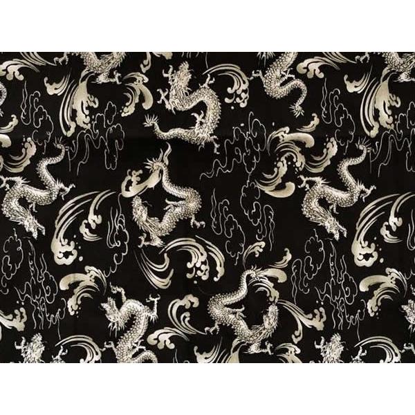 生地 布 チャイナ柄 1点ものカットクロス90cm 龍 黒 R Popi Selection 通販 Yahoo ショッピング